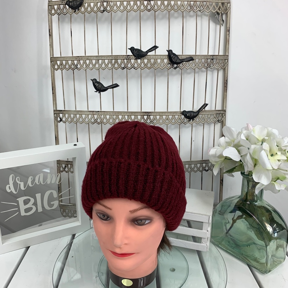 Genovega Acrylic Burgandy Beanie Hat.